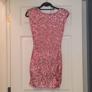 Alice and Olivia pink sequin mini dress